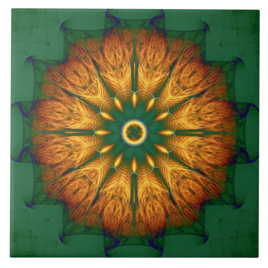 Oranges Mandala Fliese (Vorderseite)