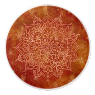 Oranges Mandala & Gold Glam Modern Chic Keramikknauf