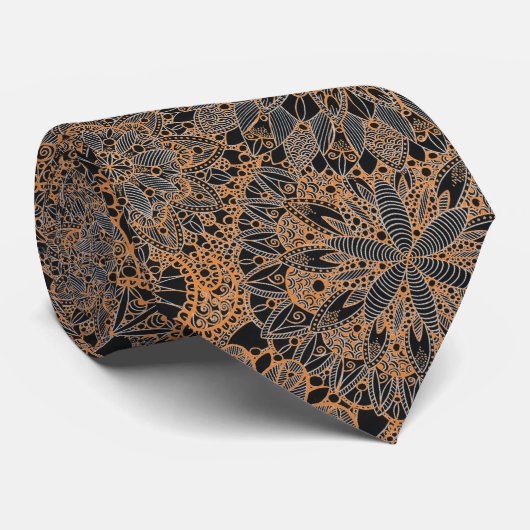 Oranges Mandala-Muster Krawatte (Gerollt)