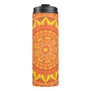 Oranges Mandala Warm Boho Reise Cozy Vibrant Thermosbecher