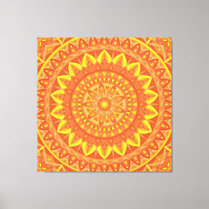 Oranges Mandala Warmes Boho-Geometrisches Lebendig Leinwanddruck