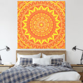 Oranges Mandala Warmes Boho-Geometrisches Lebendig Leinwanddruck (Insitu (Schlafzimmer))