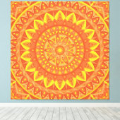 Oranges Mandala Warmes Boho-Geometrisches Lebendig Leinwanddruck (Insitu (Holzboden))