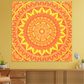 Oranges Mandala Warmes Boho-Geometrisches Lebendig Leinwanddruck (Insitu (Wohnzimmer))