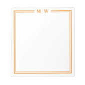 Oranges minimalistisches Monogramm Notizblock (Vorderseite)
