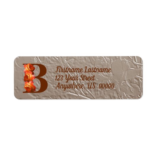 Oranges Monogramm Anfangsbuchstabe B Rücksendeadre (Vorne)