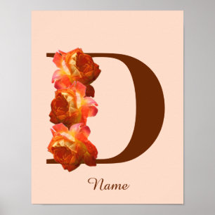 Oranges Monogramm Anfangsbuchstabe D Personalisier Poster
