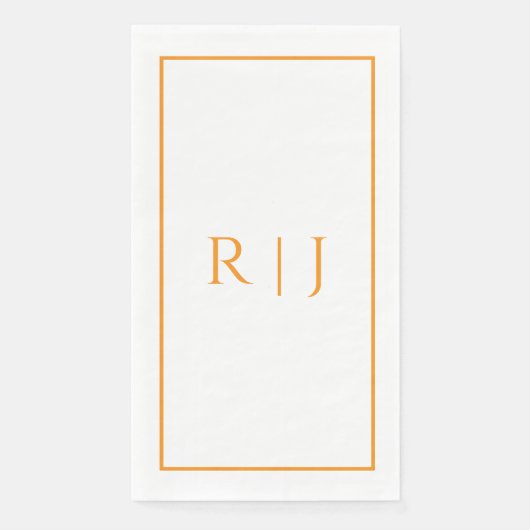 Oranges Monogramm Frühling Sommer Elegante Hochzei Serviette (Vorderseite)