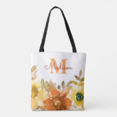 Oranges Monogramm-Name-Geschenk Tasche (Rückseite)