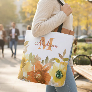 Oranges Monogramm-Name-Geschenk Tasche