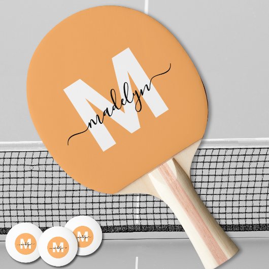 Oranges Monogramm Tischtennis Schläger