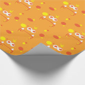 Oranges Monster-Gesicht Geschenkpapier (Ecke)