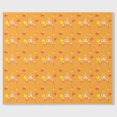 Oranges Monster-Gesicht Geschenkpapier (Flach)
