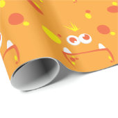 Oranges Monster-Gesicht Geschenkpapier (Rolleneckpunkt)