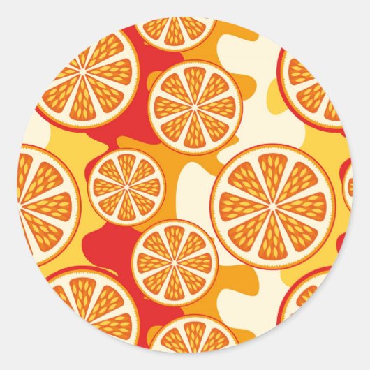 Oranges Muster Runder Aufkleber (Vorderseite)