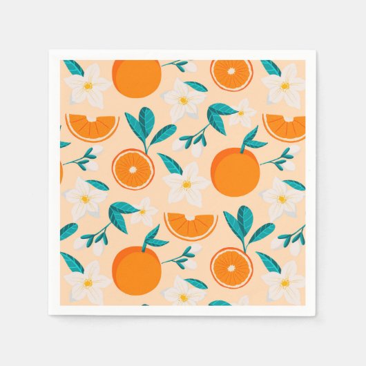 Oranges Muster Serviette | Frisches Zitrus Design (Vorderseite)
