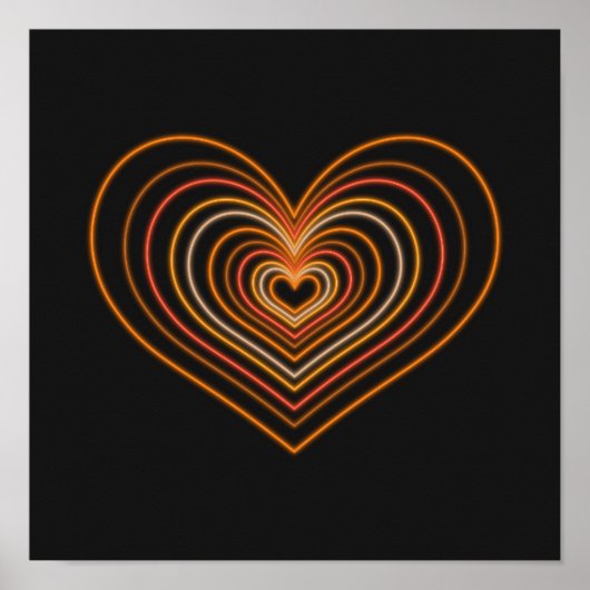 Oranges Neon-Herz-Wandkunstposter Poster (Vorne)