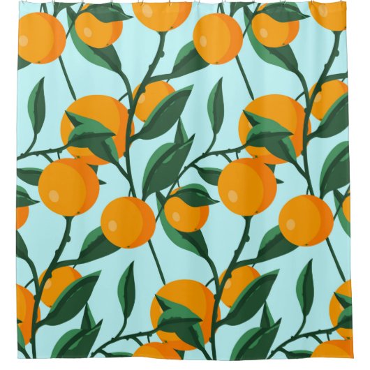 oranges on leaf branches seamless pattern, citrus  duschvorhang (Vorderseite)