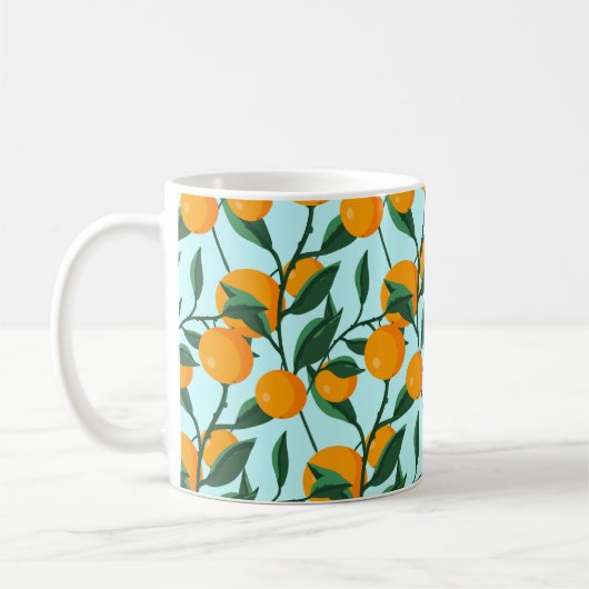 oranges on leaf branches seamless pattern, citrus kaffeetasse (Links)