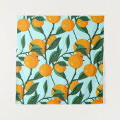 oranges on leaf branches seamless pattern, citrus  wandteppich (Vorderseite)
