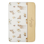 Oranges Pferd Wildblumen-Monogramm-Muster Badematte (Vorderseite Vertikal)