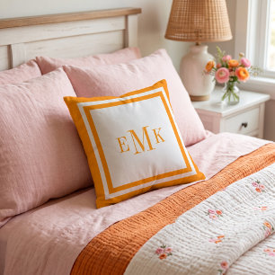 Oranges Preppy-Band Punkte Individuelles Monogramm Kissen