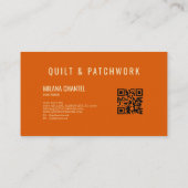 Oranges Quilt-Patchwork-Handmade-Kleidung Visitenkarte (Rückseite)