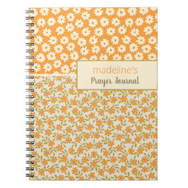 Oranges Retro-Blumen-Personalisiertes Gebetsjourna Notizblock