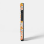 Oranges Retro-Blumenmuster iPhone Hülle (Linke Seite)