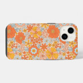 Oranges Retro-Blumenmuster iPhone Hülle (Rückseite (Horizontal))