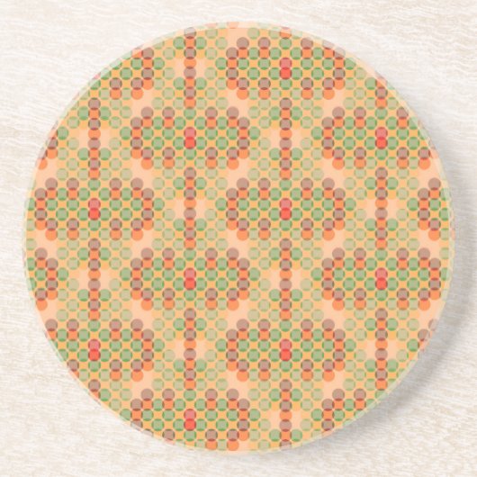 Oranges Retro-Muster Sandstein Untersetzer (Vorne)