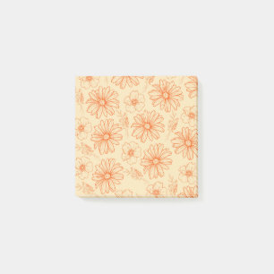 Oranges Retro-Vintage-Y2K-Blumenmuster Post-it Klebezettel