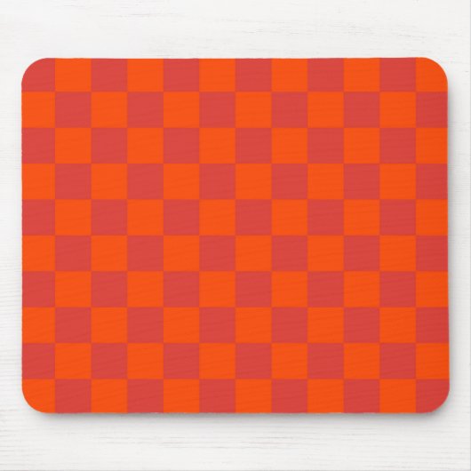 Oranges Rotes Kariertes Gingham-Muster Mousepad (Vorne)