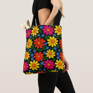 Oranges, Rotes, Pinkes, Gelbes Blumendesign Tasche