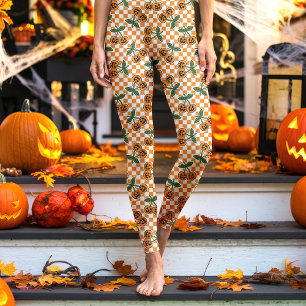 Oranges Schachbrett Kirbis Muster Leggings