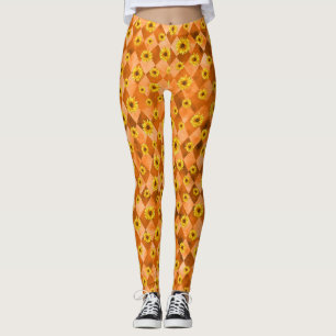 Oranges Schädel- und Sonnenblumen-Serien-Design 2 Leggings