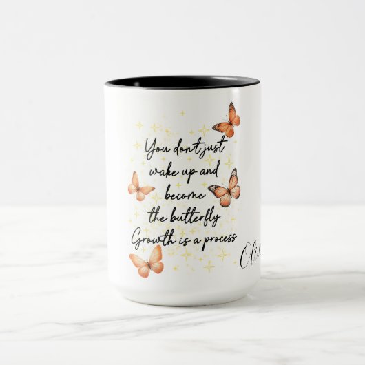 Oranges Schmetterlingsdesign Tasse (Zentrum)