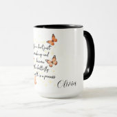Oranges Schmetterlingsdesign Tasse (VorderseiteRechts)