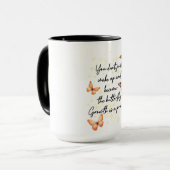 Oranges Schmetterlingsdesign Tasse (Vorderseite Links)
