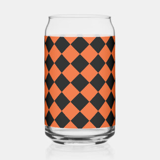 Oranges Schwarz Harlekin Diamant Schachbrettmuster Dosenglas