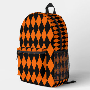 Oranges Schwarz Harlekin Diamanten Dame Design  Bedruckter Rucksack