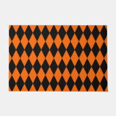 Oranges Schwarz Harlekin Diamanten Dame-Design Fußmatte (Vorderseite)