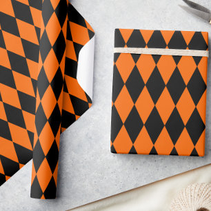Oranges Schwarz Harlekin Diamanten Dame Design Geschenkpapier