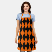 Oranges Schwarz Harlekin Diamanten Dame Design Schürze (Getragen)