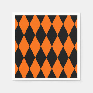 Oranges Schwarz Harlekin Diamanten Dame Design Serviette