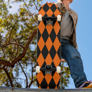 Oranges Schwarz Harlekin Diamanten Dame Design Skateboard