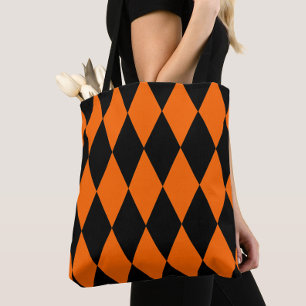 Oranges Schwarz Harlekin Diamanten Dame-Design Tasche