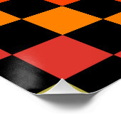 Oranges Schwarz kariertes Gingham-Muster Poster (Ecke)