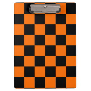 Oranges Schwarz Kariertes Karomuster Klemmbrett