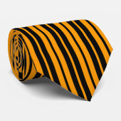 Oranges Schwarz Vertikale Streifen Muster Design Krawatte (Gerollt)